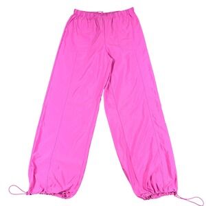 Lelis Collection Womens L Pink Nylon Blend Parachute Pants Jogger Bungee Toggles